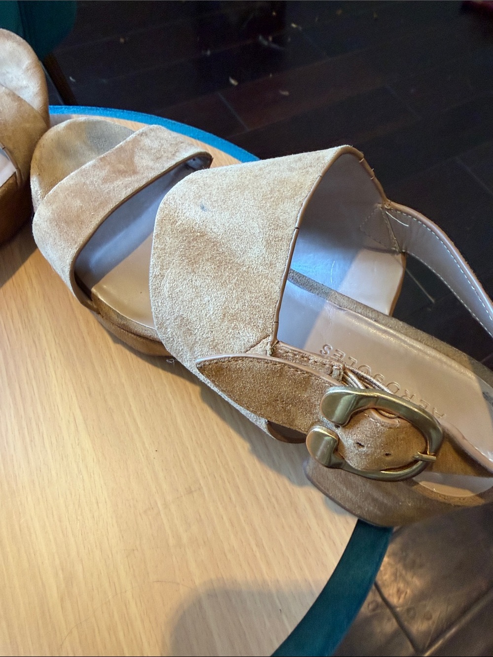 Aerosoles Camera Suede Wide-Strap Platform Sandals EUC! - Picture 9 of 9